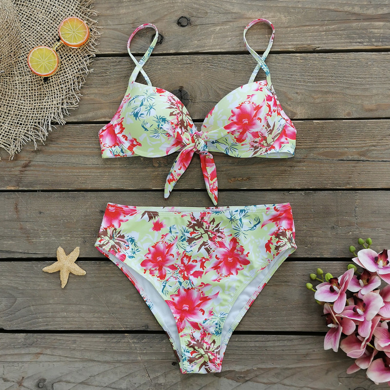 2023 Set de bikini cu imprimeu floral Costume de baie cu talie înaltă Costum de baie Push Up pentru femei Biquini cu imprimeu îmbrăcăminte de plajă Costume de baie cu bretele pentru femei