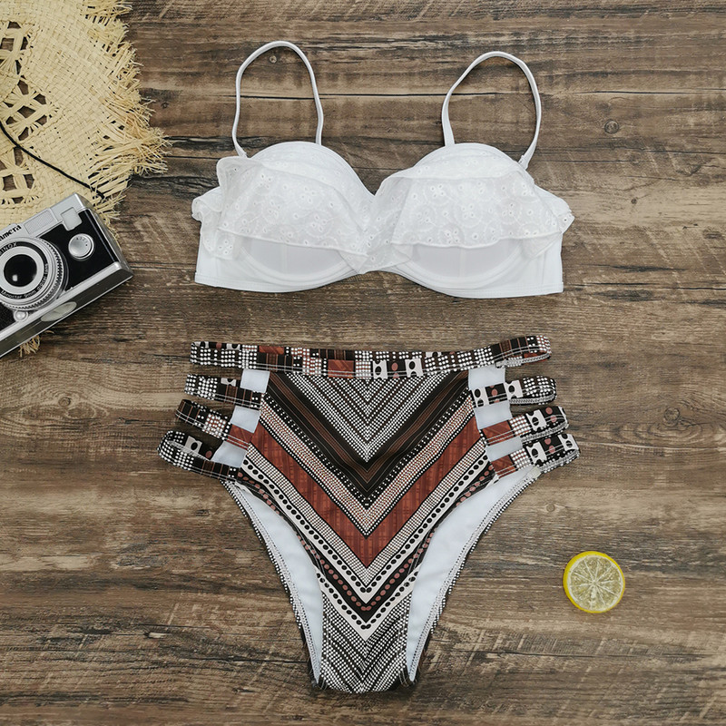 2023 Set de bikini cu imprimeu floral Costume de baie cu talie înaltă Costum de baie Push Up pentru femei Biquini cu imprimeu îmbrăcăminte de plajă Costume de baie cu bretele pentru femei