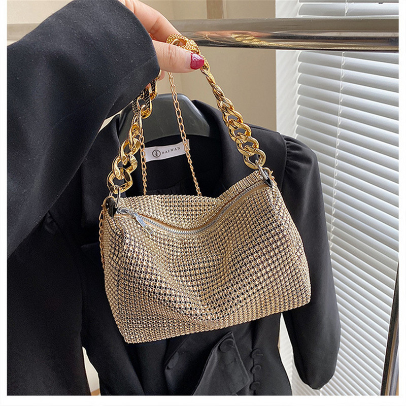 1 tk Elegantsed naiste kividest õhtused käekotid Moodsad läikivad õhtusöögipeod Pulmakotid Naiste õlakott kaenlaalused