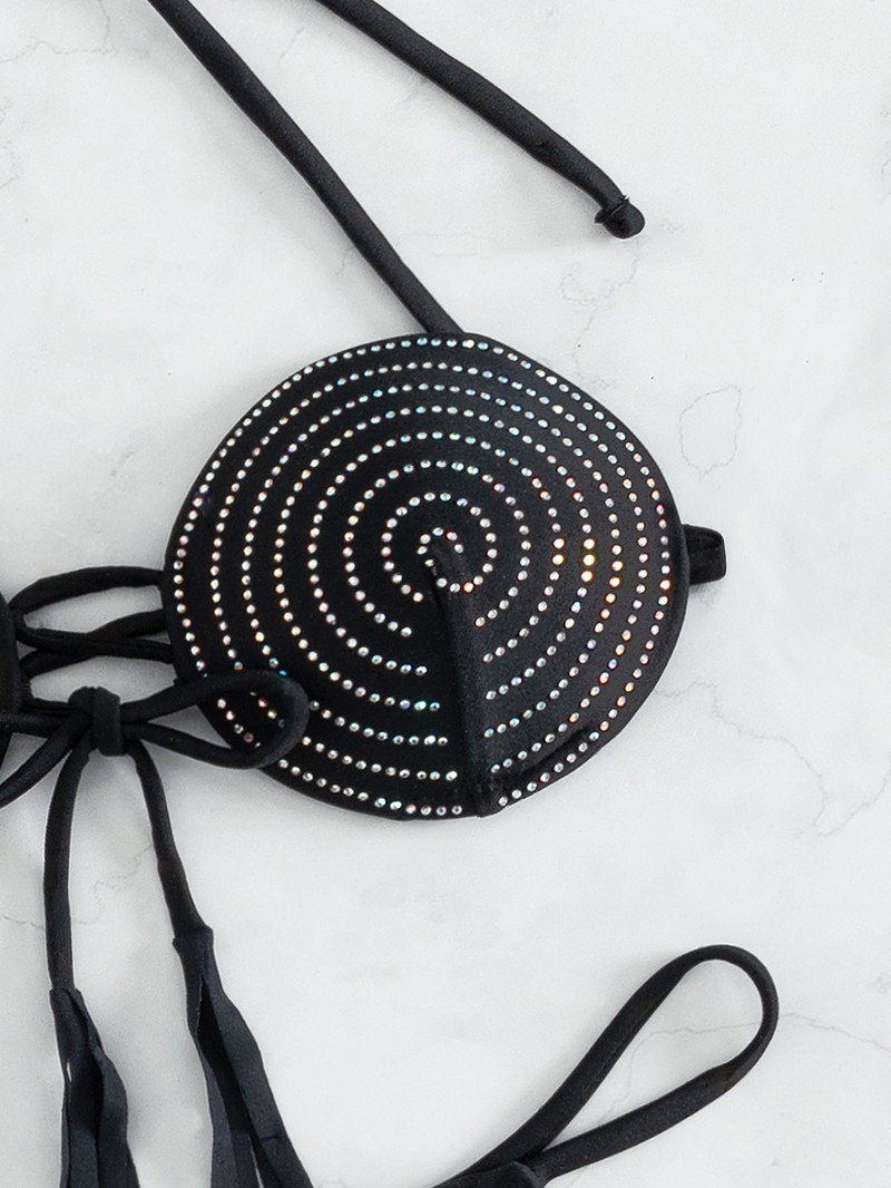 Luksuzni Hot Drill bikini set Ženski 2023 Mikro kupaći kostim s halterima, crni dijamant na vezanje, Brazilski kupaći kostim Trokutasti kupaći kostim