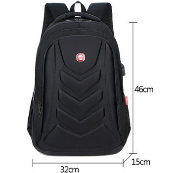 Ανδρικό Business Laptop Backpack USB Port Charger Αδιάβροχες τσάντες ταξιδιού Σχολική τσάντα 15\