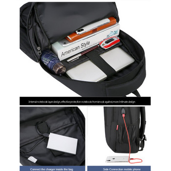 Ανδρικό Business Laptop Backpack USB Port Charger Αδιάβροχες τσάντες ταξιδιού Σχολική τσάντα 15\