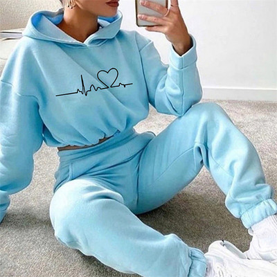 Ležerna trenirka za dame Opušteni pulover Ženski dvodijelni komplet 2023 Jesen Zima Moda Sport dugih rukava s kapuljačom