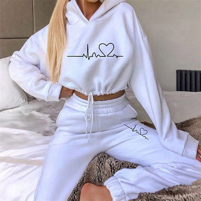 Ležerna trenirka za dame Opušteni pulover Ženski dvodijelni komplet 2023 Jesen Zima Moda Sport dugih rukava s kapuljačom