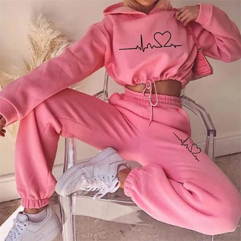 Ležerna trenirka za dame Opušteni pulover Ženski dvodijelni komplet 2023 Jesen Zima Moda Sport dugih rukava s kapuljačom