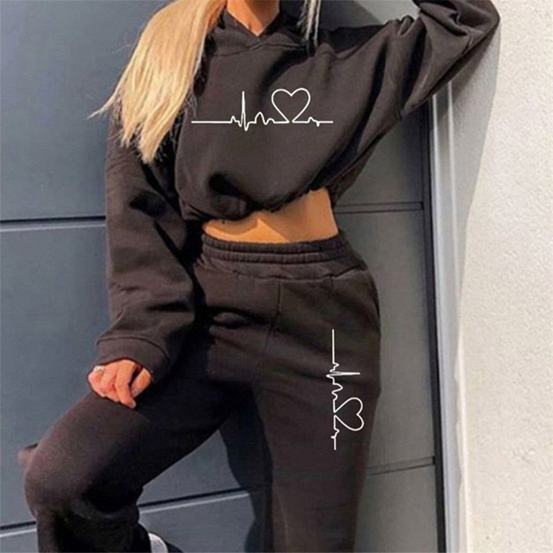 Ležerna trenirka za dame Opušteni pulover Ženski dvodijelni komplet 2023 Jesen Zima Moda Sport dugih rukava s kapuljačom