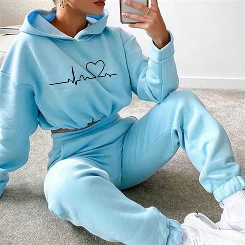 Ležerna trenirka za dame Opušteni pulover Ženski dvodijelni komplet 2023 Jesen Zima Moda Sport dugih rukava s kapuljačom