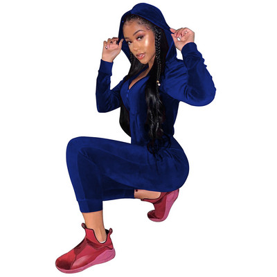 Jesen Zima Baršun za žene Jakna s kapuljačom i trenirka Dvodijelni set odijela za trčanje Ensemble Femme Conjuntos De Mujer