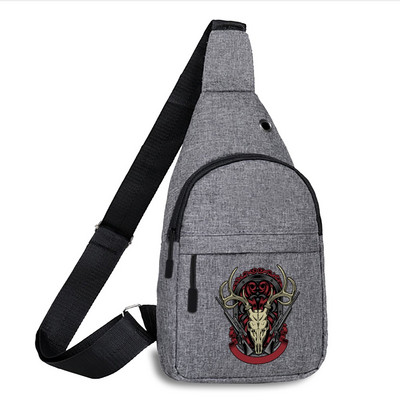 Nova torba za prsa s printom lubanje Torba preko ramena Torba za vanjske sportove preko ramena Dnevna torba oko struka Platnene torbe za piknik Unisex