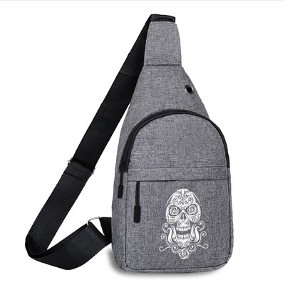 Nova torba za prsa s printom lubanje Torba preko ramena Torba za vanjske sportove preko ramena Dnevna torba oko struka Platnene torbe za piknik Unisex