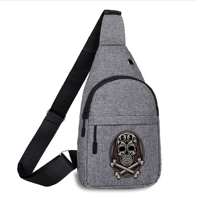 Nova torba za prsa s printom lubanje Torba preko ramena Torba za vanjske sportove preko ramena Dnevna torba oko struka Platnene torbe za piknik Unisex