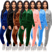 Nova ženska trenirka Baršunasti dvodijelni set Waman Hoodies Trenirka Trenerke Joggers Sportske hlače Odijela Femme Outfits Trenirke