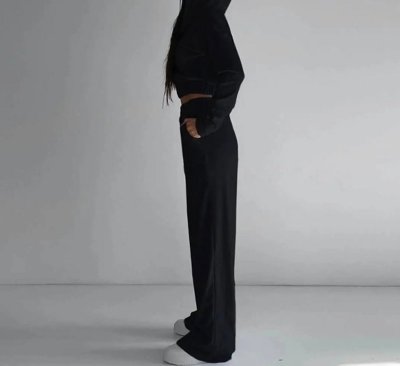 Set două piese ținută pentru femei 2023 modă de primăvară, solidă, cu mânecă lungă, hanorac cu glugă și set de pantaloni casual cu buzunar cu talie înaltă