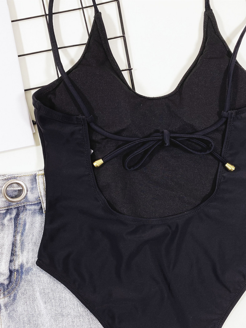 Seksi jednodijelni kupaći kostim bez leđa 2022 Ženski jednobojni Push Up kupaći kostim s U izrezom Visoki izrezani kupaći kostim Bandage bodi monokini