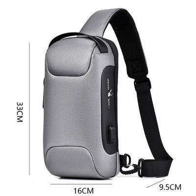 WEIXIER NEW τσάντα ώμου για άνδρες αδιάβροχη τσάντα χιαστί USB αντικλεπτική τσάντα στήθους σχεδιαστή μόδας Messenger Sling