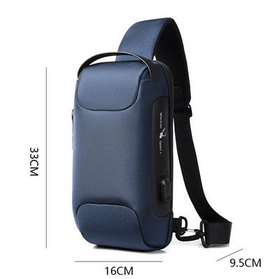 WEIXIER NEW τσάντα ώμου για άνδρες αδιάβροχη τσάντα χιαστί USB αντικλεπτική τσάντα στήθους σχεδιαστή μόδας Messenger Sling