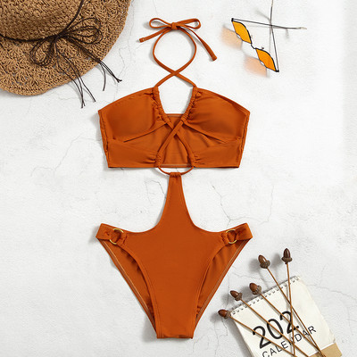 Seksikas Criss Crossi 2023. aasta ujumistrikoo naiste tugevate päitsetega, õõnsate rõngastega, rihmadega ujumisriided, seljata üheosalised bikiinid