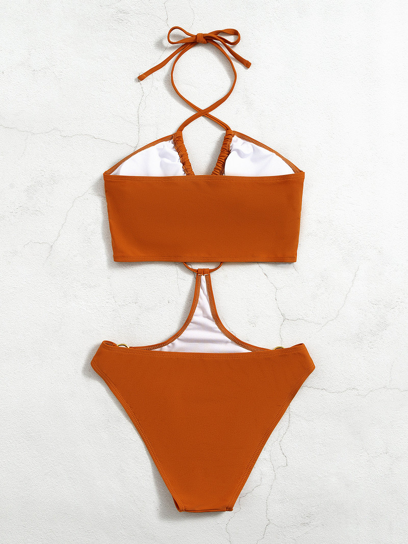 Seksikas Criss Crossi 2023. aasta ujumistrikoo naiste tugevate päitsetega, õõnsate rõngastega, rihmadega ujumisriided, seljata üheosalised bikiinid