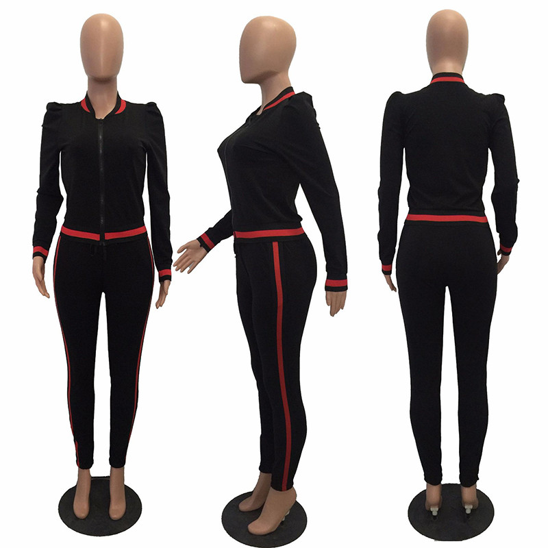 Pantaloni la modă cu dungi Set două piese Trening de lux pentru femei Trening Runway Set 2 piese Costum sport Imbracaminte feminina tinute 2022