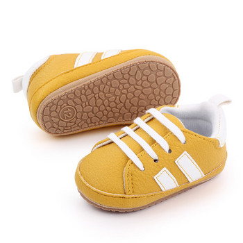 Бебешки обувки PatchWork с две ивици за момчета Момичета Обувки с твърда подметка Пролет Bebes Маратонки Малки обувки за новородено First Walker