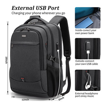 Раница за лаптоп за мъже 17,3\'\' раница с голям капацитет Чанта с USB порт Бизнес раница Oxford Устойчива на износване водоустойчива чанта за пътуване