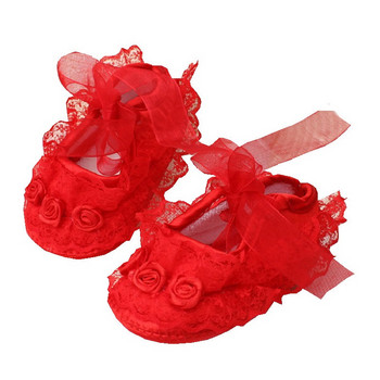 Бебешки обувки за момичета Сладки дантелени обувки за принцеса Новородено бебе Обувки за креватче с мека подметка Първи проходилки TS118