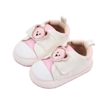 EWODOS 3-11M Бебешки бебешки деца Момчета Момичета Ежедневни PU обувки Сладък анимационен модел на главата на мечка Неплъзгащи се обувки Прекрасни бебешки обувки