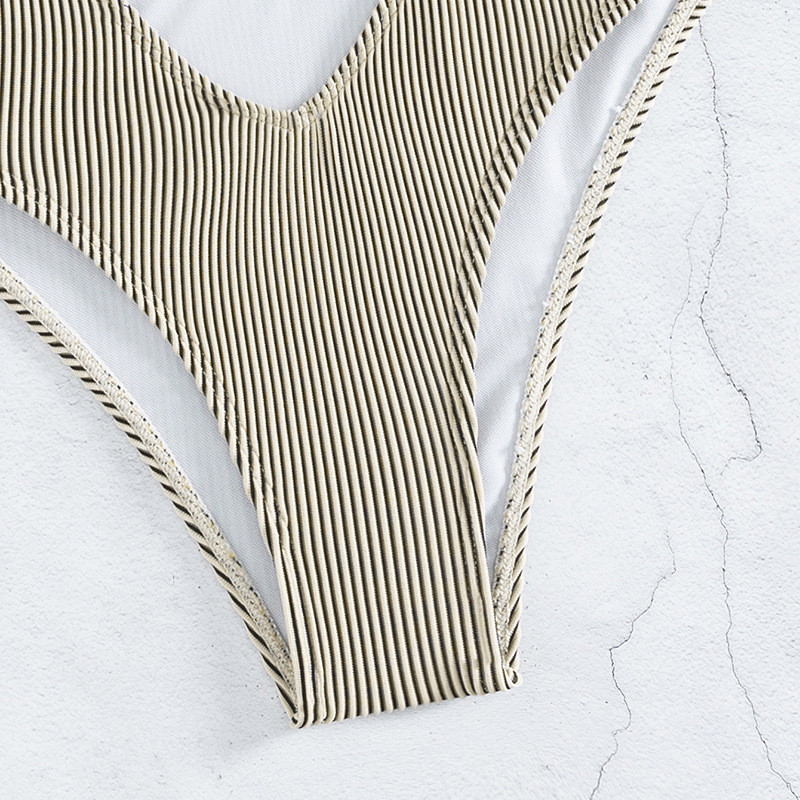 Sexy jednodielne plavky pre ženy, jednodielne khaki kovové dizajnérske vystrihnuté plavky 2023 nové plavky thong monokini plážové oblečenie