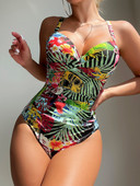 Vintage jednodijelni kupaći kostim s tropskim printom 2023. Ženski Push Up s halterima i podstavljenim naborima Kupaći kostimi za kontrolu trbuščića Kupaći kostimi za plažu