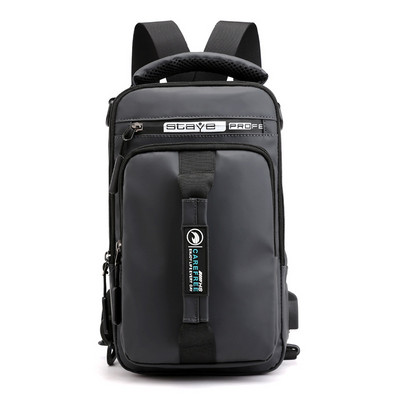 Ανδρική τσάντα χιαστί νάιλον με θύρα φόρτισης USB Πολυλειτουργική θύρα φόρτισης εξωτερικού χώρου, αδιάβροχη ημέρα ταξιδιού Ανδρικές τσάντες στήθους Casual Messenger