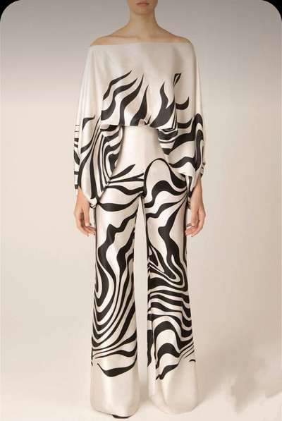 Σετ παντελονιών σετ δύο τεμαχίων για γυναίκες 2023 Μπλούζες με στάμπα με φαρδιά πόδι Παντελόνια κοστούμια 2 τεμαχίων Conjuntos De Pantalones Traf