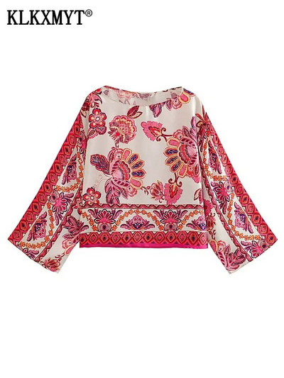 KLKXMYT TRAF Set Pantaloni Două Piese Femei 2023 Nouă Moda Bluze Imprimate Costum Femei Elegant Set 2 Piese Pentru Tinute Femei