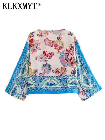 KLKXMYT TRAF Set Pantaloni Două Piese Femei 2023 Nouă Moda Bluze Imprimate Costum Femei Elegant Set 2 Piese Pentru Tinute Femei