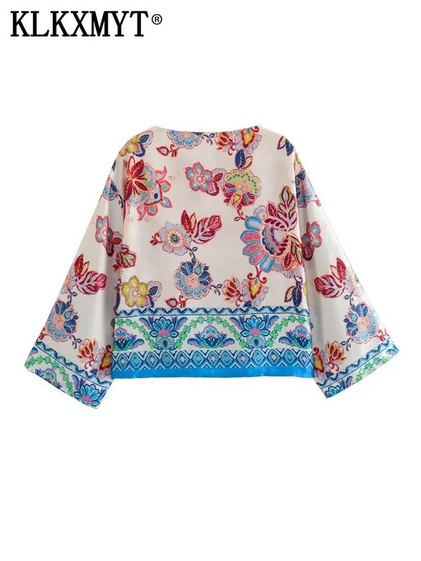 KLKXMYT TRAF Set Pantaloni Două Piese Femei 2023 Nouă Moda Bluze Imprimate Costum Femei Elegant Set 2 Piese Pentru Tinute Femei