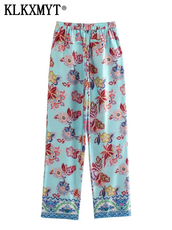 KLKXMYT TRAF Set Pantaloni Două Piese Femei 2023 Nouă Moda Bluze Imprimate Costum Femei Elegant Set 2 Piese Pentru Tinute Femei