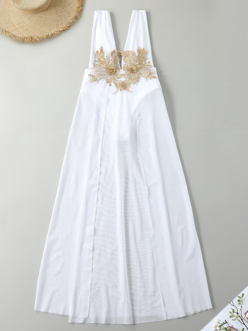 Seksi bijela haljina Jednodijelni kupaći kostim 2023 Ženski dizajnerski kupaći kostim s vezom i cvjetnim printom visokog struka Vintage kupaći kostim Bikini