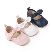 Νεογέννητα παιδικά παπούτσια για κορίτσια Princess PU Παπούτσια για νήπια Διακόσμηση φιόγκου Μαλακή σόλα Αντιολισθητική σόλα First Walker Παπούτσια 0-18 εκατ.