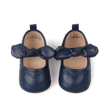 Обувки за новородено бебе, момиче, принцеса, обувки за малко дете, полиуретанови обувки, декор с лък, мека подметка, противоплъзгаща се, обувки за първа проходилка 0-18 м. Обувки за пълзене на бебешко креватче