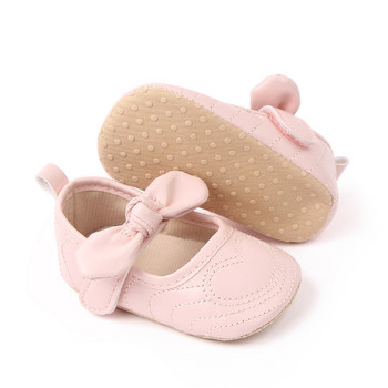 Обувки за новородено бебе, момиче, принцеса, обувки за малко дете, полиуретанови обувки, декор с лък, мека подметка, противоплъзгаща се, обувки за първа проходилка 0-18 м. Обувки за пълзене на бебешко креватче