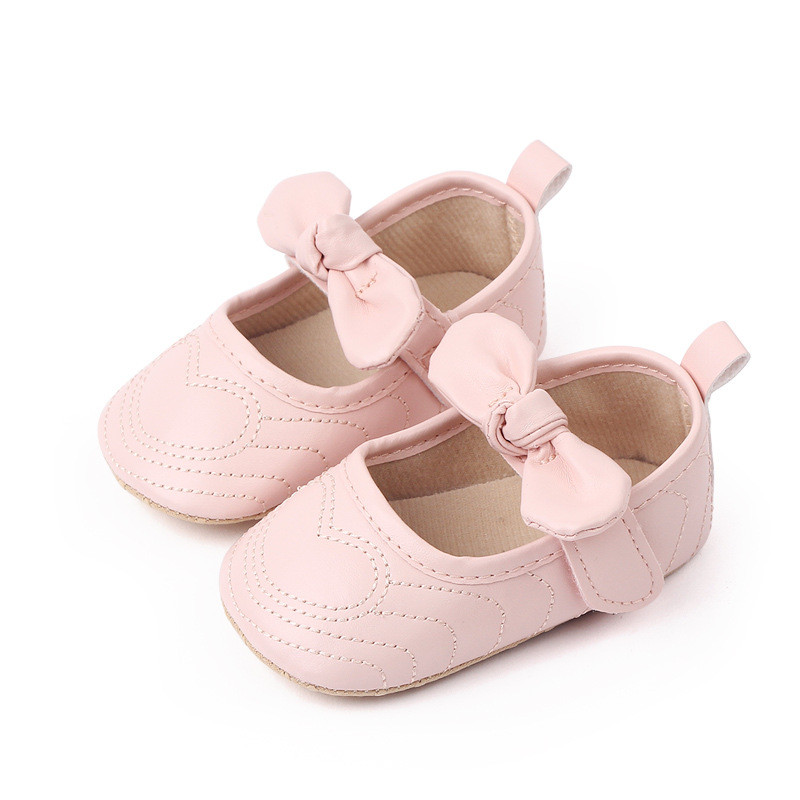 Νεογέννητα παιδικά παπούτσια για κορίτσια Princess PU Παπούτσια για νήπια Διακόσμηση φιόγκου Μαλακή σόλα Αντιολισθητική σόλα First Walker Παπούτσια 0-18 εκατ.