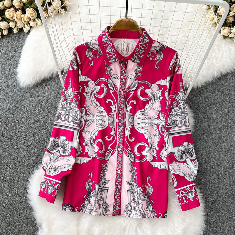 Πολυτελές κοστούμι με στάμπα γιακάς μακρυμάνικο + παντελόνι Fashion μπλούζα Παντελόνι Γυναικείο Σετ Καλοκαιρινό κοστούμι γραφείου Απλή 2 τεμαχίων Σετ παντελόνι