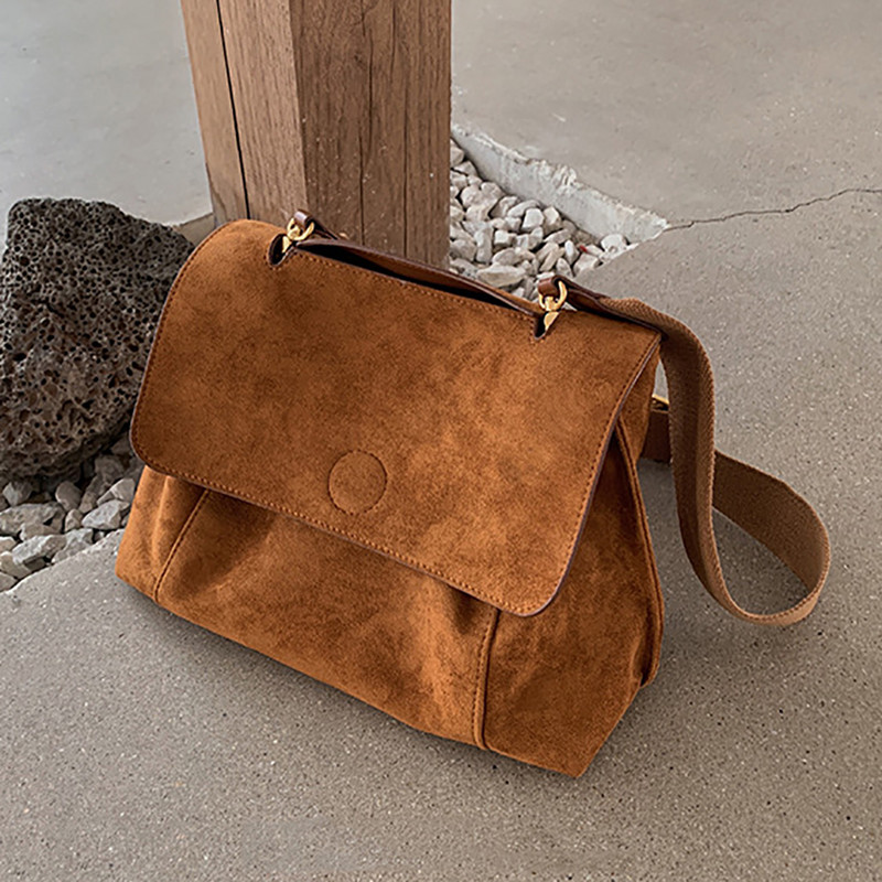 Mailman`s Bag Fashions Matte Suede Ευέλικτο φθινόπωρο και χειμώνα Γυναικεία τσάντα χιαστί μεγάλης χωρητικότητας Τσάντα ώμου μονής 2023 Νέα