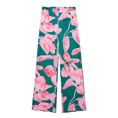 Co Ord Set haine femei 2023 fashion vintage cu imprimeu floral seturi pantaloni camasa si pantaloni lati cu talie inalta Nou in seturi asortate