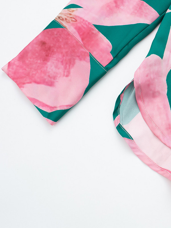 Co Ord Σετ Γυναικεία Ρούχα 2023 Μόδα Vintage floral print Σετ παντελονιού Πουκάμισο και ψηλόμεσο φαρδύ παντελόνι καινούργιο σε ασορτί σετ