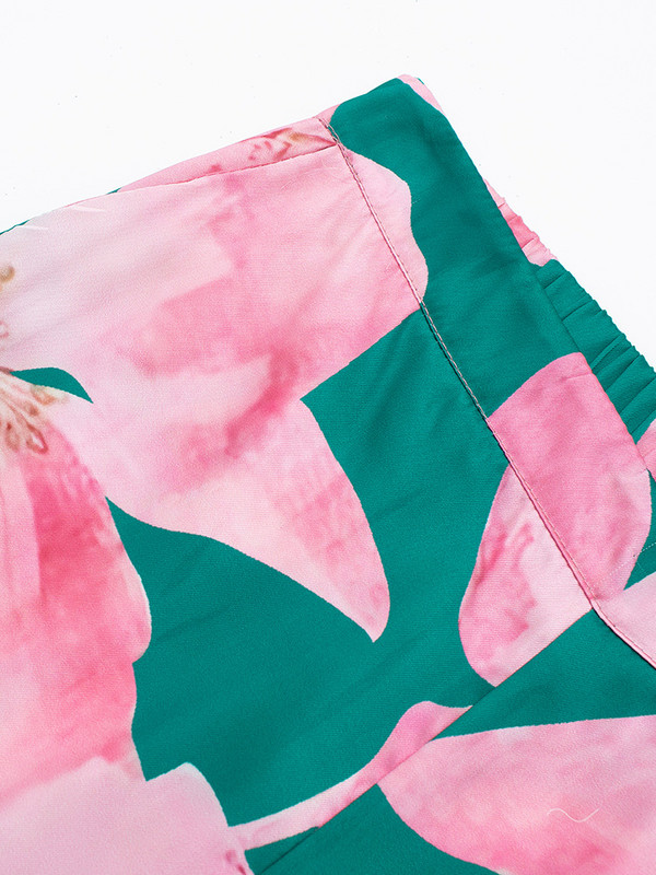 Co Ord Σετ Γυναικεία Ρούχα 2023 Μόδα Vintage floral print Σετ παντελονιού Πουκάμισο και ψηλόμεσο φαρδύ παντελόνι καινούργιο σε ασορτί σετ