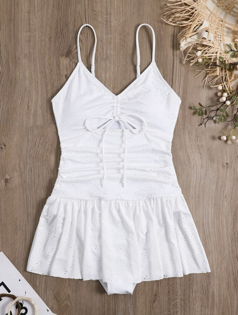 Vintage haljina Jednodijelni kupaći kostim 2023 Jednobojni crno-bijeli izdubljeni kupaći kostim za kontrolu trbuščića Kupaći kostim Monokini Odjeća za plažu