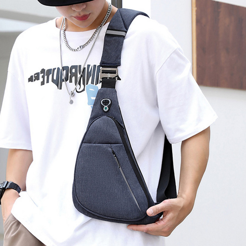 Pánska náprsná taška, nylonová taška cez rameno, proti krádeži, ľahká taška cez rameno s konektorom pre slúchadlá, kabelky, cestovné nákupné tašky cez rameno