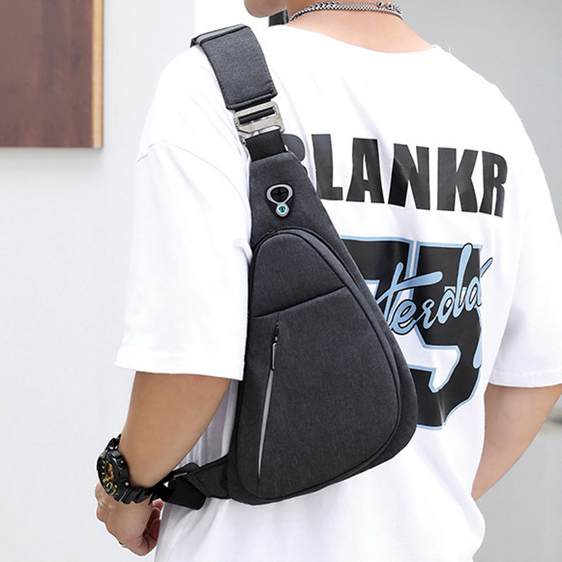 Pánska náprsná taška, nylonová taška cez rameno, proti krádeži, ľahká taška cez rameno s konektorom pre slúchadlá, kabelky, cestovné nákupné tašky cez rameno