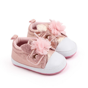Бебешки обувки за момичета Сладък еднорог Цветя Блестяща PU кожа Ежедневни меки подметки Обувки за принцеса Малки деца Пролет Есен Първи проходилки 0-18M