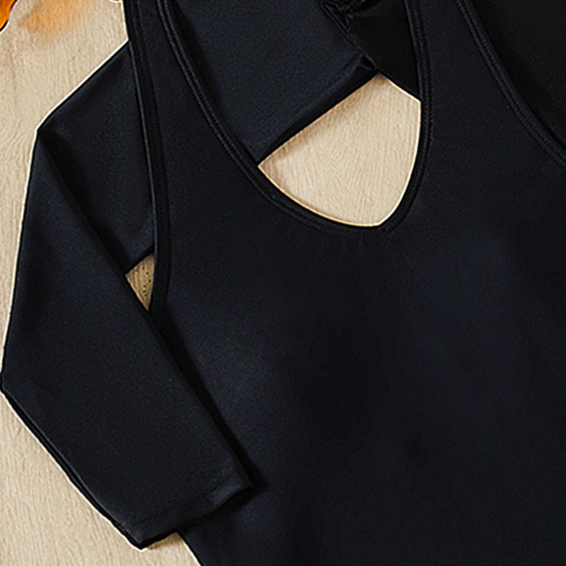 Σέξι Ολόσωμο Γυναικείο Μαγιό 2023 Μασίφ Μαύρο Κοίλο Μακρυμάνικο Μαγιό Vintage Καλοκαιρινό μαγιό Μονόκινι